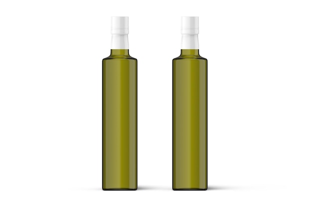 Photo two bottles of olive oil with a white cap.