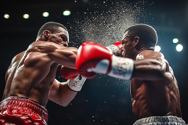 two boxers are fighting in a ring with the words quot on it quot