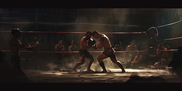 two boxers in a boxing ring with one being boxing