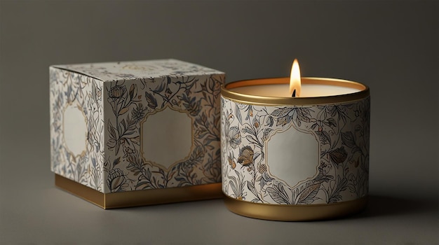 Two boxes with a candle Mockups images Ai Generated