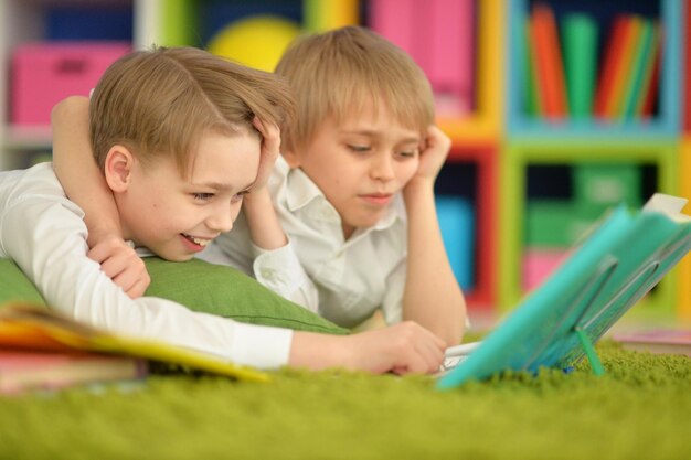 Two boys reading