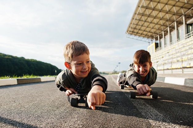 Two boys in skates Brother's love