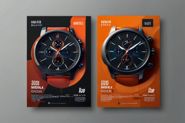 Photo two brochures are next to each other with a watch on the front