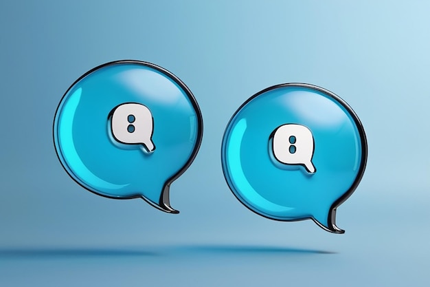 Photo two bubble talk or comment sign symbol on blue background 3d render