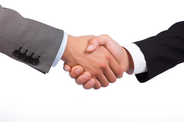 Two business man shaking hand in white background