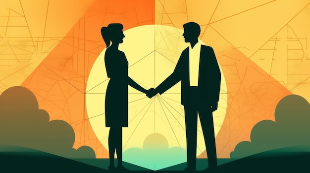 Two business people shaking hands Generative AI