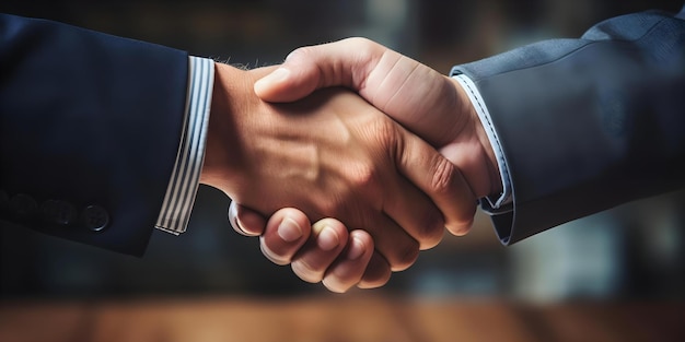 Two business professionals shake hands after successful contract meeting symbolizing collaboration and teamwork Concept Teamwork Collaboration Business Success Contract Meeting Handshake