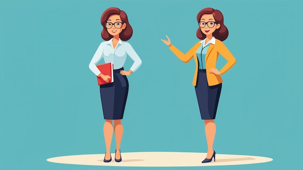 Photo two business women in glasses vector illustration in a flat style