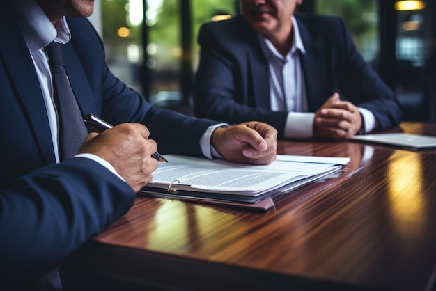 Two businessmen signing a contract