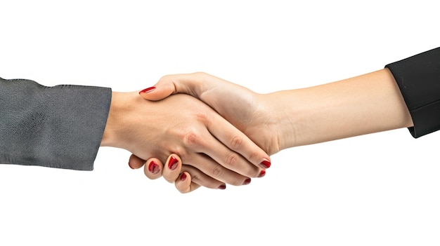 Two businesswomen shaking hands in a business meeting