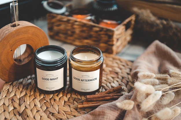 Two candles in a home interior