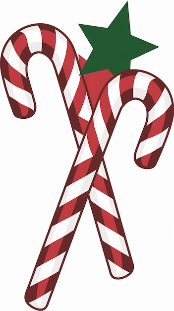 Photo two candy canes isolated on transparent background