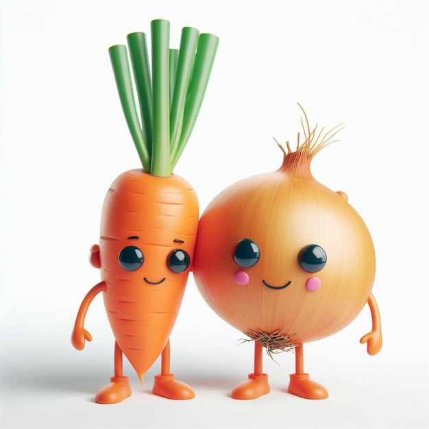 two carrots with one wearing a carrot and the other has a carrot on it