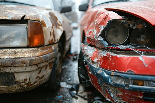 Two cars in collision after an accident