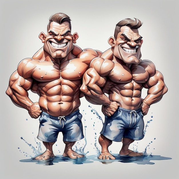 two cartoon characters of two men with the words quot bodybuilder quot on the front