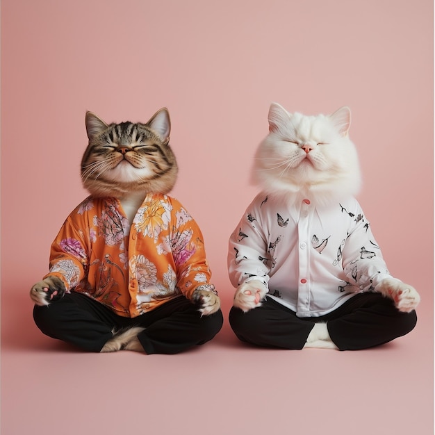 two cats wearing a shirt that says  cat  on it