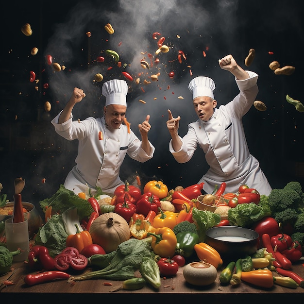 two chefs in matching clothes in the boxing ring