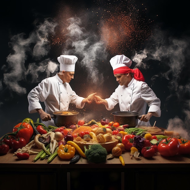 two chefs in matching clothes in the boxing ring