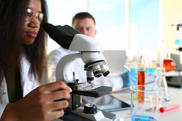 Two chemist at the laboratory