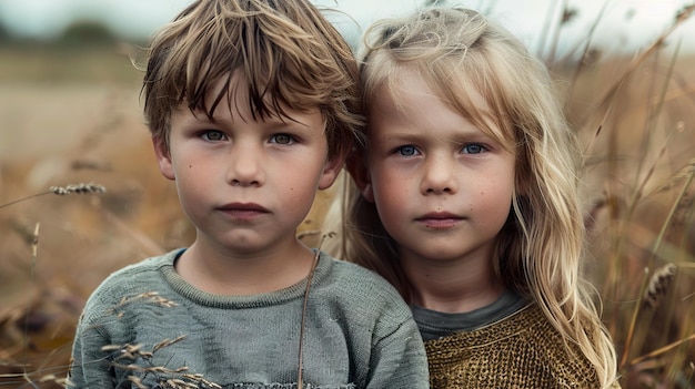 two children are posing for a photo with a girl in a grey shirt