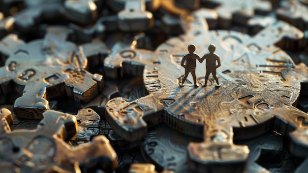 Photo two children are standing on a clock face