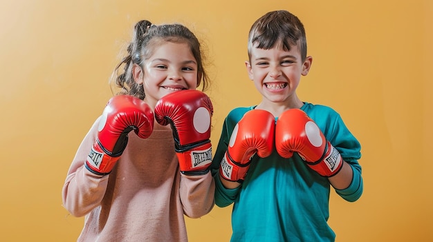 two children wearing boxing gloves with the words  the word boxing  on the front