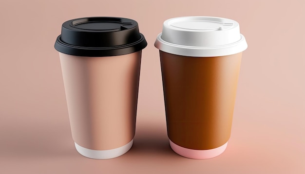 Two coffee cups with a lid that says'coffee'on it