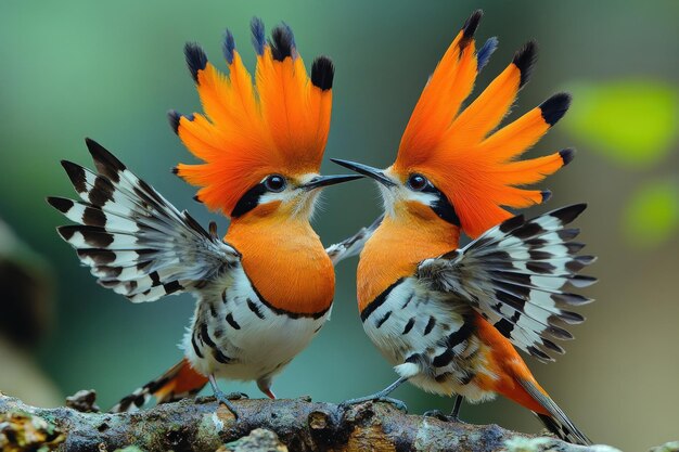 Two Colorful Birds with Crest