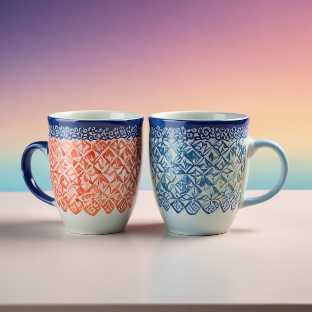 two colorful coffee cups with one that says quot love quot on the front