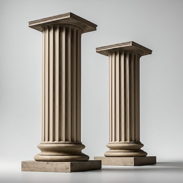 two columns with the letters quot im on them quot are standing on a white surface