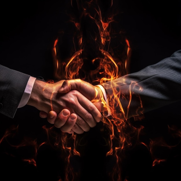 two confident business man shaking hands during a meeting in the office success dealing