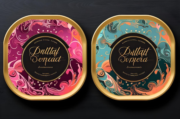 Photo two containers of oriental style soap are on a black background