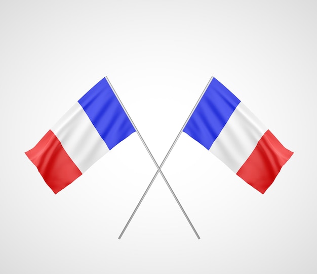 Photo two crossed flag of france