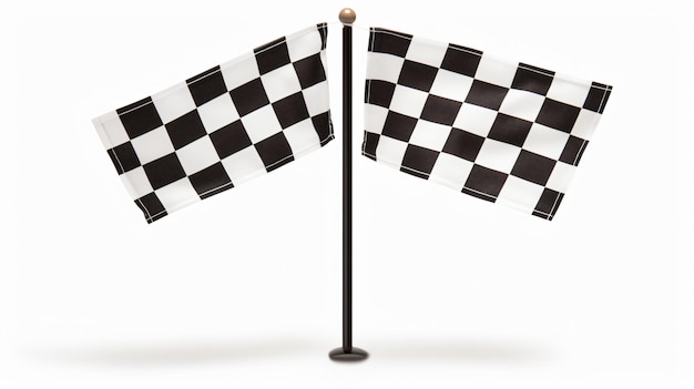 Two crossed pair of waving black white chequered