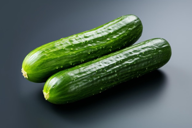 two cucumbers are sitting on a table