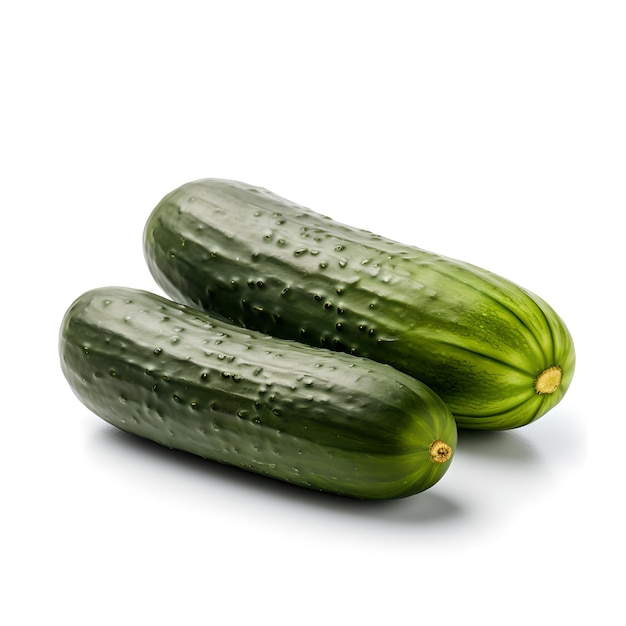 two cucumbers isolated on white background