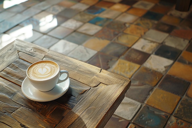 Photo two cups of coffee and one with a spoon on a table