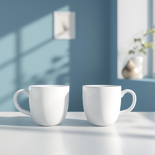 two cups on a table with the words quot coffee quot on the side