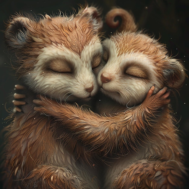 Two cute creatures hugging Incredible detailchaos 20