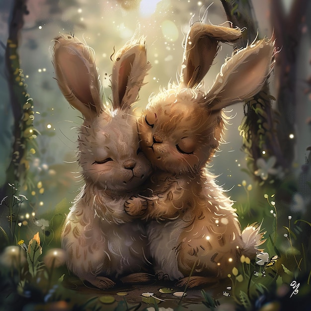 Two cute creatures hugging Incredible detailchaos 20