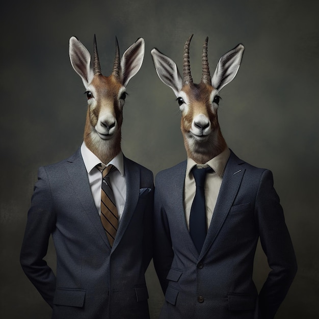 Two deers wearing suits