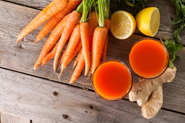 Photo two delicious carrot smoothies