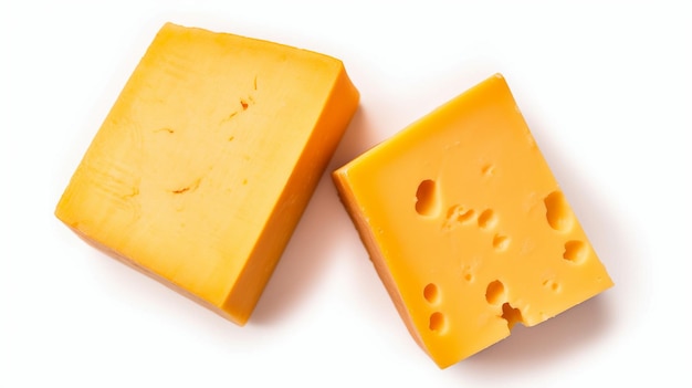 Two delicious pieces of cheese isolated