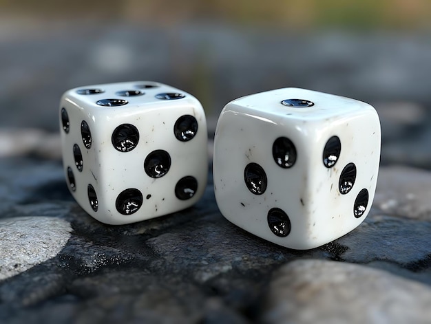 Photo two dice on a wet surface 3d render