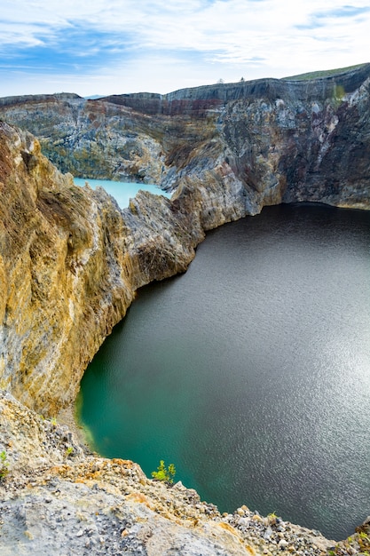 Two Different Color Crater Lake at Kelimuto Volcano