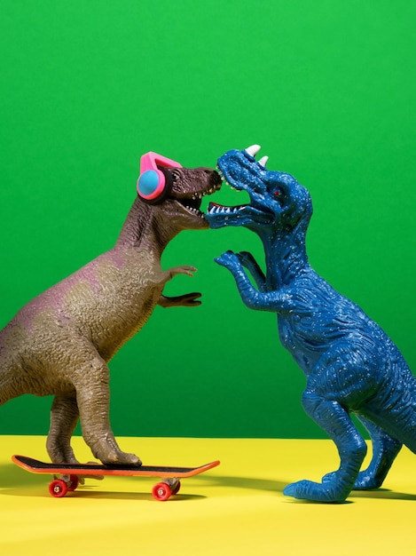 Two dinosaurs kissing Humor couple concept