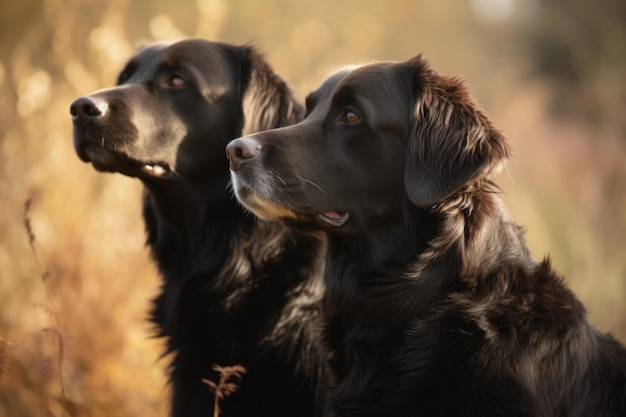 Two dogs in a field of grass