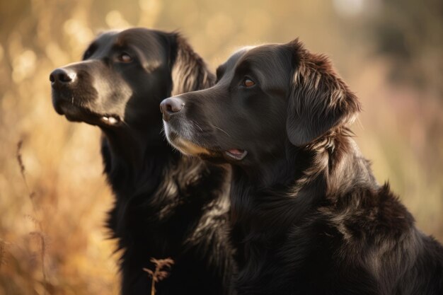 Photo two dogs in a field of grass