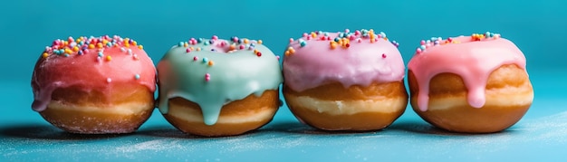 Two donuts with pink frosting and sprinkles on them