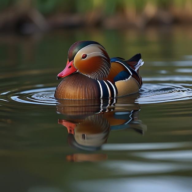 two ducks are swimming in the water one has a blue head